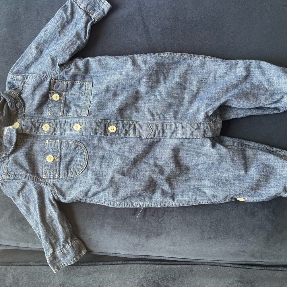 Denim Baby Jumpsuit with Button Details